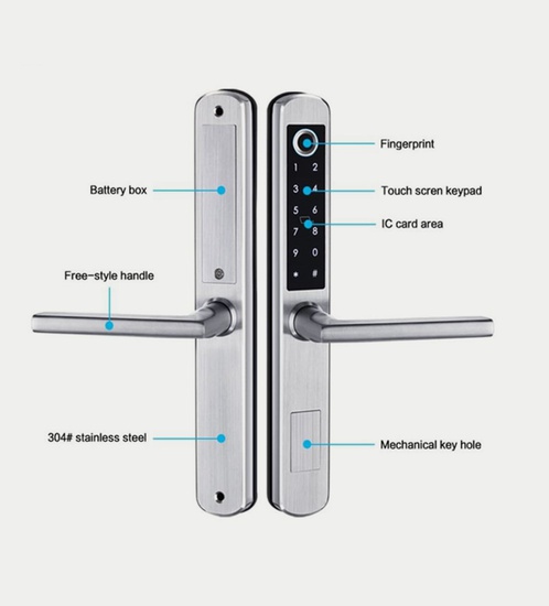 Smart Lock - Aluminium Doors With installation- Silver