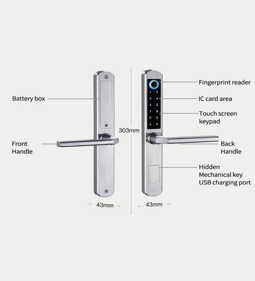 Smart Lock - Aluminium Doors With installation- Silver