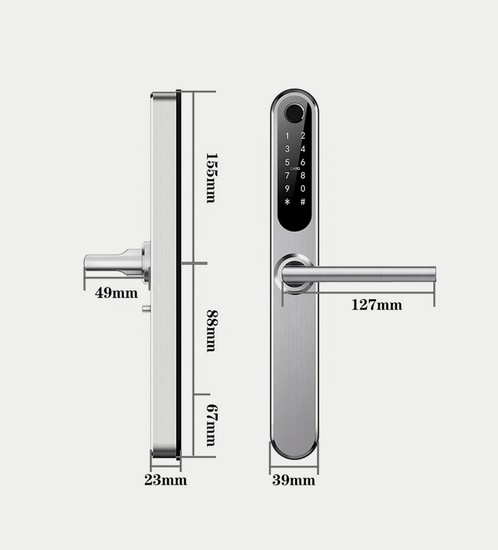 Smart Lock - Aluminium Doors With installation- Silver